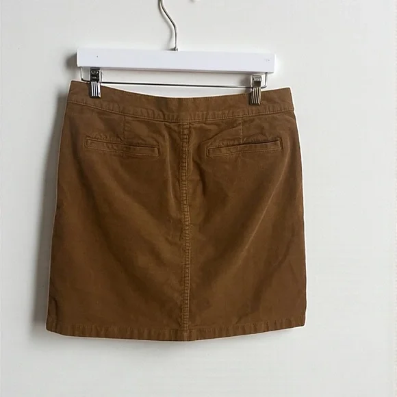 Tory Burch Lucitano Corduroy Snap Front Mini Skirt Tan Beach Wood Size 6 - Picture 3 of 6
